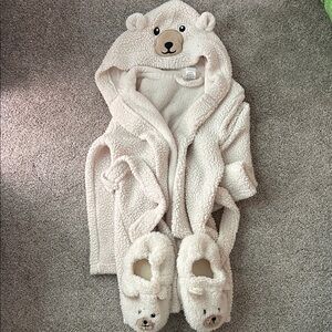 Gymboree Cream Plush Hooded Robe with Sherpa Lining